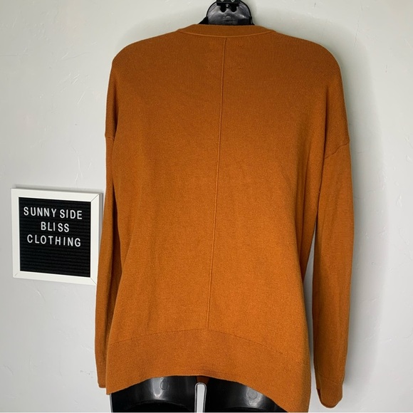 Lucky Brand Burnt Orange Oversized V-Neck Button Cardigan Sweater Small - Picture 10 of 16